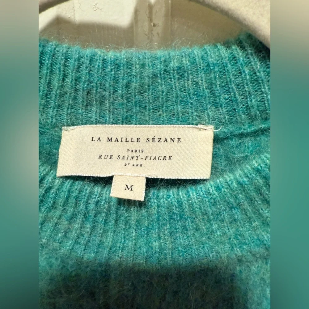 Sezane Otto Jumper Baby Alpaca Blend Green , size M - Picture 4 of 10
